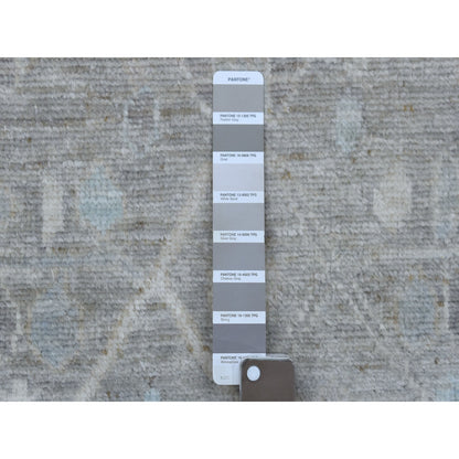 2'9"X16' Gray Hand Knotted Angora Oushak Soft Wool Xl Runner Rug