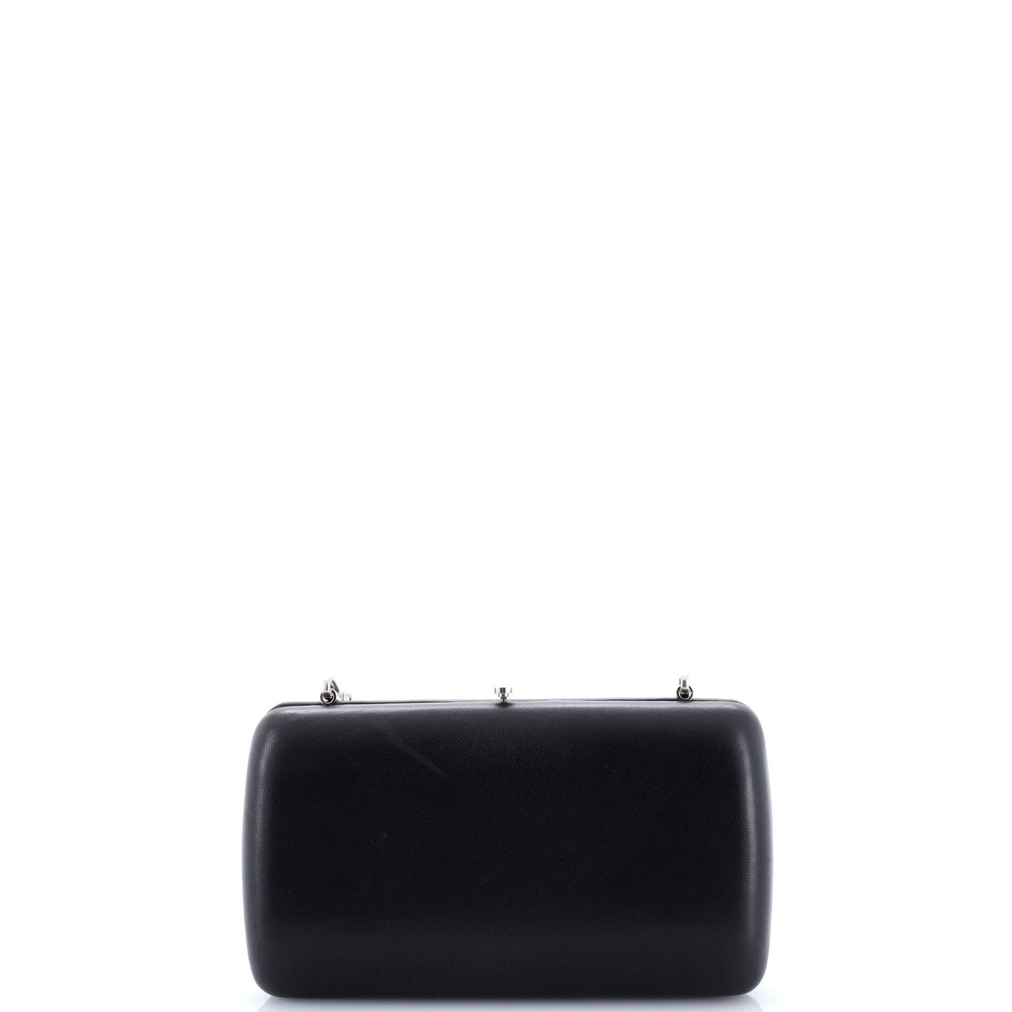 Prada Logo Convertible Chain Box Clutch Leather