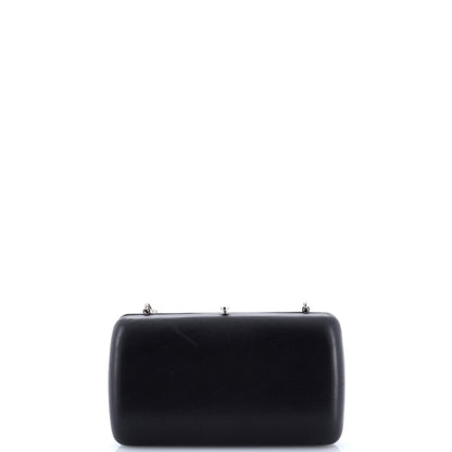 Prada Logo Convertible Chain Box Clutch Leather