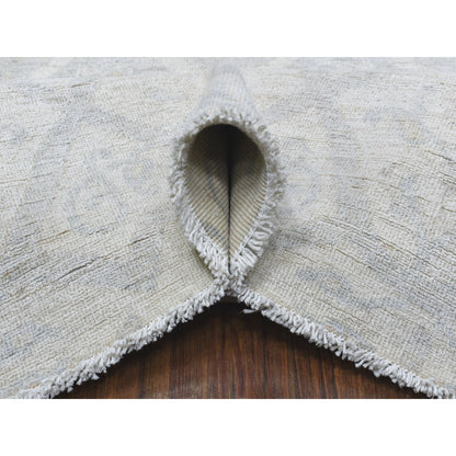 8'X9'9" Ivory White Wash Peshawar Natural Wool Hand Knotted Oriental Rug