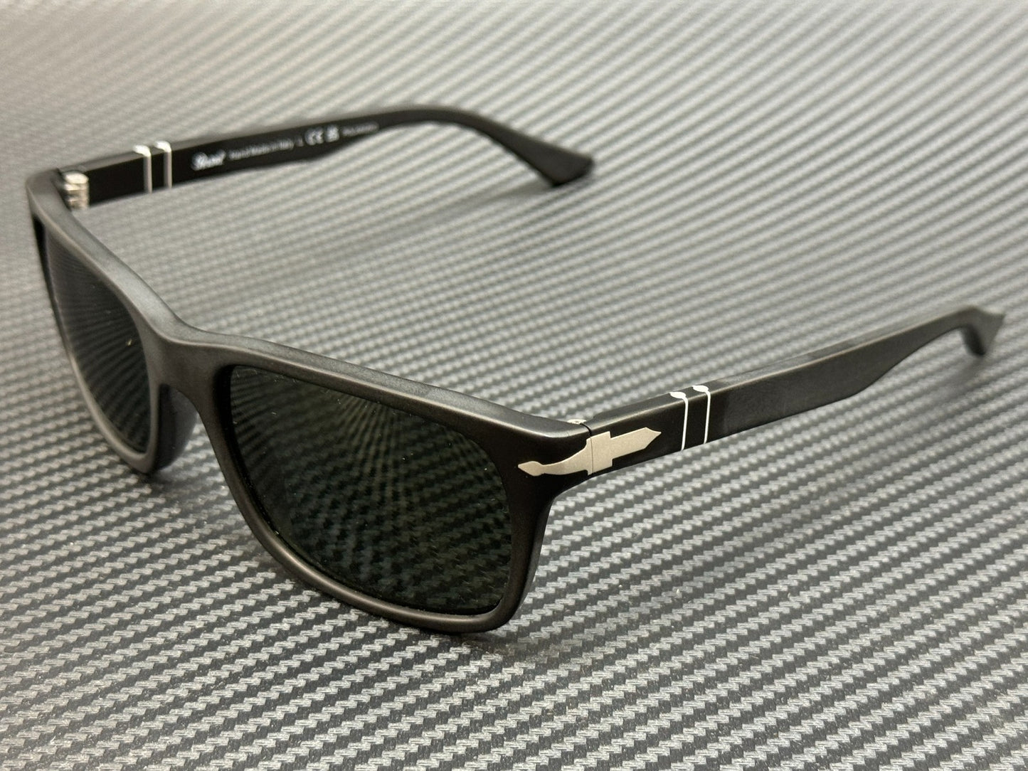 PERSOL PO3048S 900058 Matte Black Rectangle Polarized Men's 58 mm Sunglasses