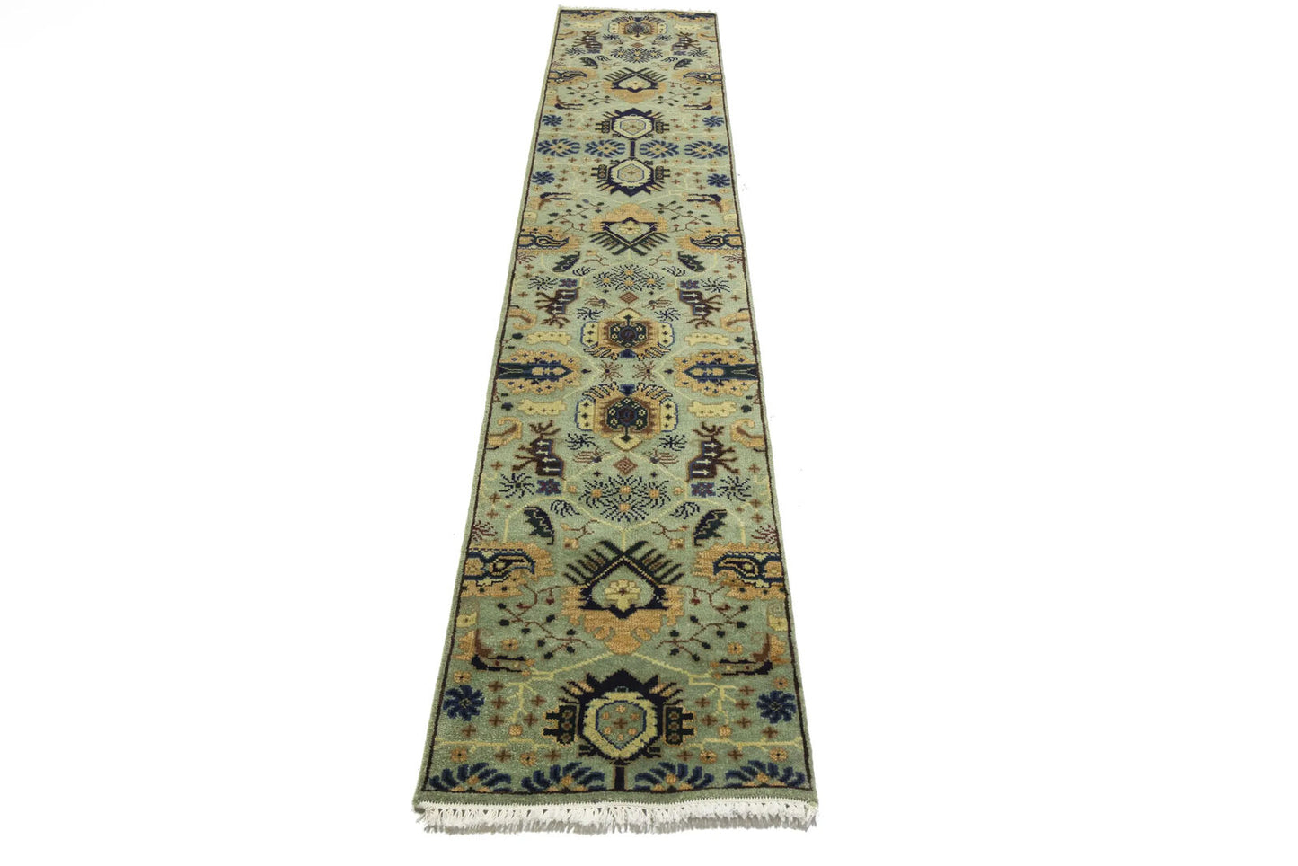 Geometric Tribal Oriental Runner Rug Light Gray