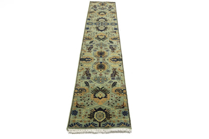Geometric Tribal Oriental Runner Rug Light Gray