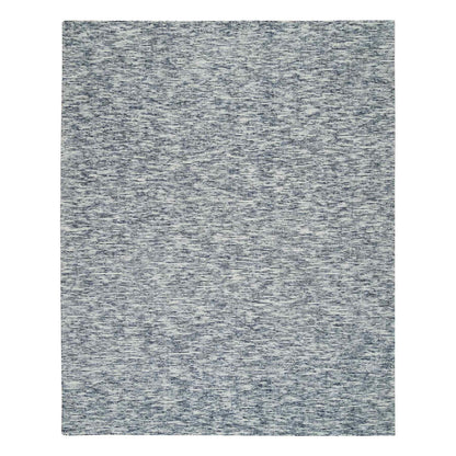 8'2"X10' Blue Pure Wool Hand Loomed Modern Striae Design Oriental Rug
