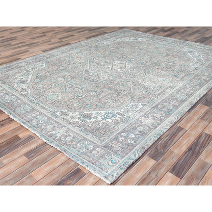 8'X10'8" Peach Color Distressed Look Old Farsian Hand Knotted Wool Rug