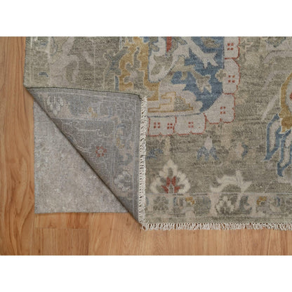 9'X12'1" Gray Broken Pattern Oushak Design Hand Knotted Rug Pure Wool