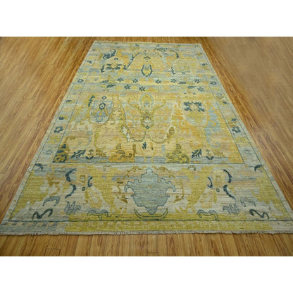 9'1"X12'1" Gray & Gold Antiqued Bijar Garus Design Hand Knotted Wool Rug