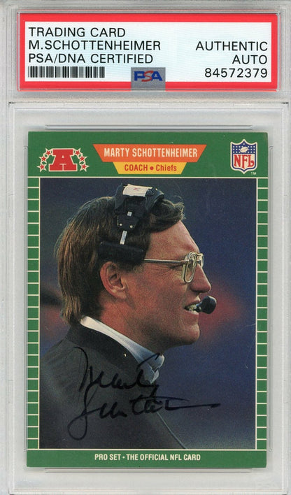 Marty Schottenheimer Autographed 1989 Pro Set Card (Psa)