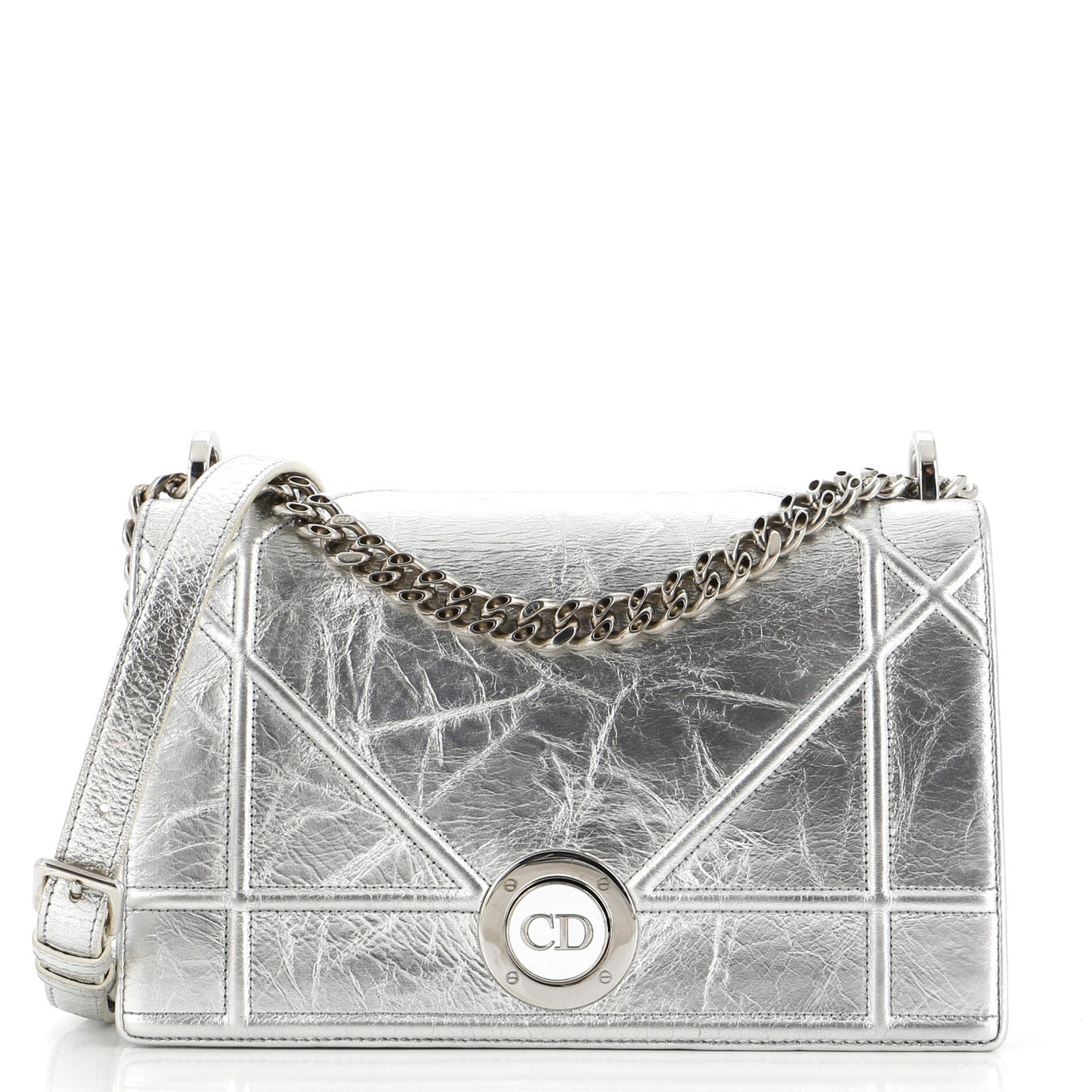 Christian Dior Diorama Clasp Flap Bag Crinkled Lambskin Small