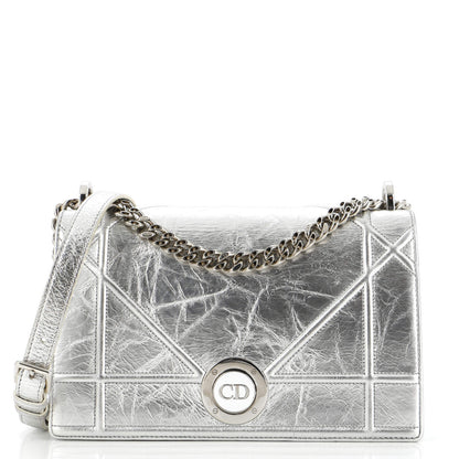 Christian Dior Diorama Clasp Flap Bag Crinkled Lambskin Small