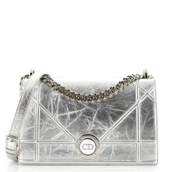 Christian Dior Diorama Clasp Flap Bag Crinkled Lambskin Small