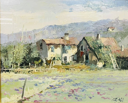 Giuseppe Casali Original Oil Painting Mountain Farmhouse Italy Landscape