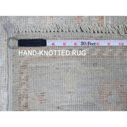 4'X6' Gray 100% Wool Afghan Angora Oushak Leaf Pattern Hand Knotted Rug