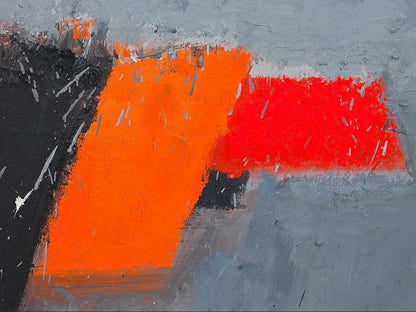 Yannis Markantonakis Port Landscape Orange I Original Oil Painting 1993 Signed