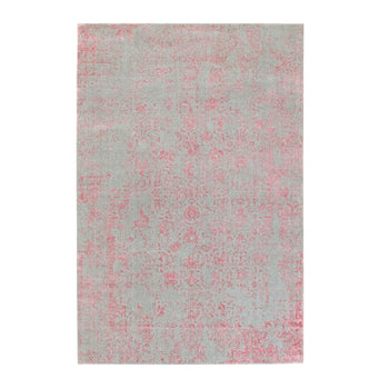 6'X9' Pink Hand Loomed Jacquard Wool And Art Silk All Over Design Rug