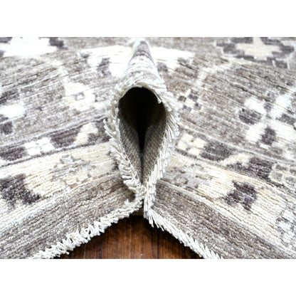 10'2"X14' Nevada Gray Hand Knotted Afghan Angora Oushak Oriental Rug