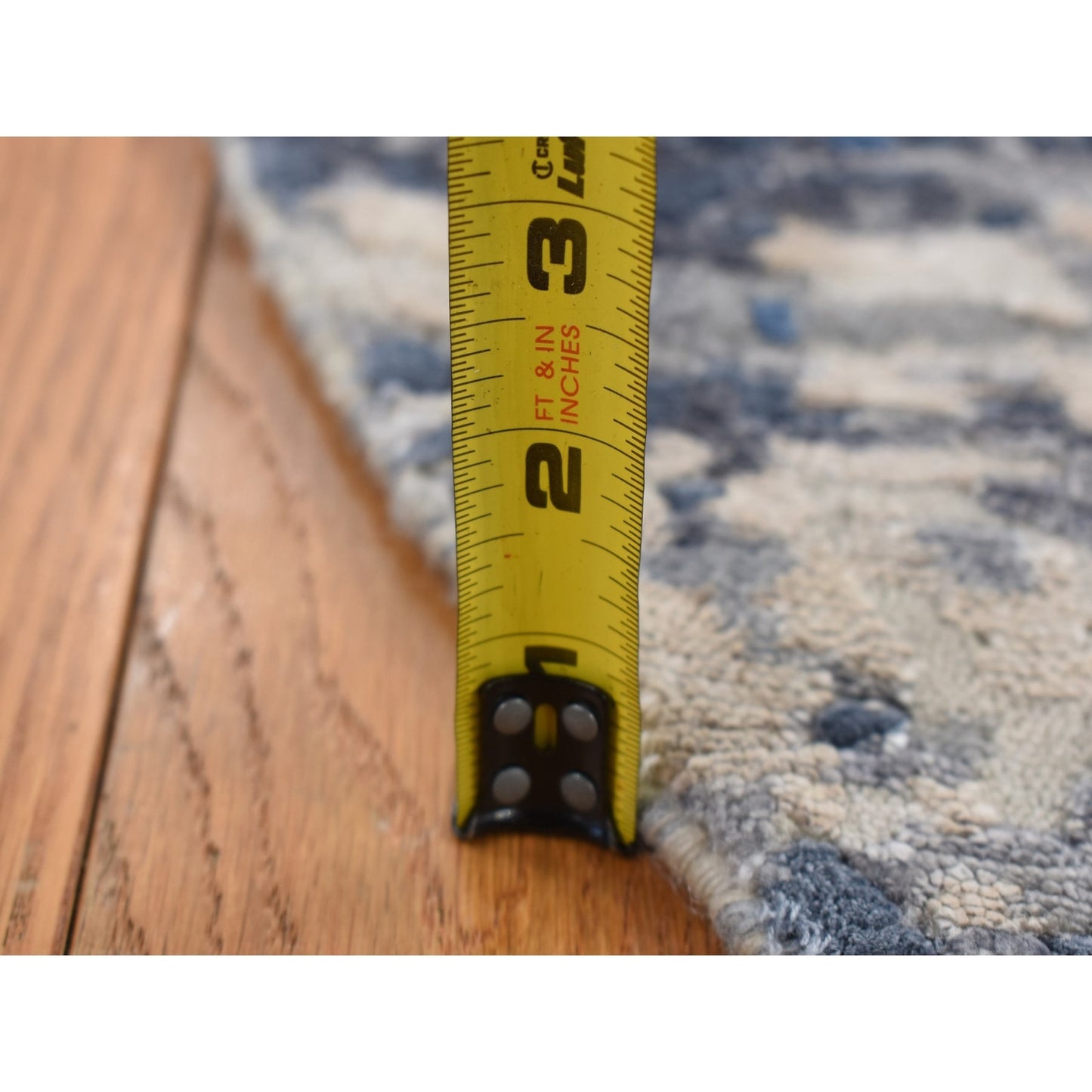 6'X6' Blue Broken Mosaic Design Wool And Silk Hand Knotted Round Rug