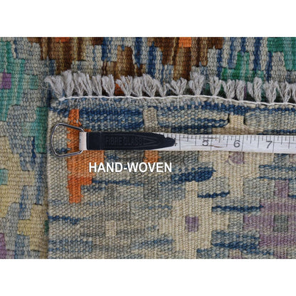10'2"X13'7" Colorful Hand Woven Afghan Maimana Kilim Pure Wool Rug