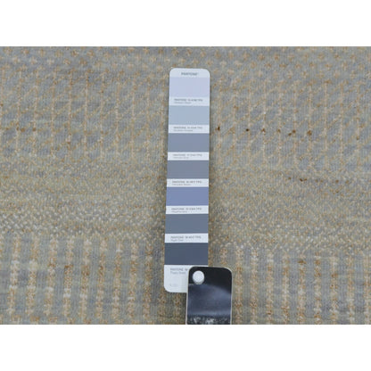 9'X12'3" Cloudy Gray Hand Knotted Grass Design Pure Wool Oriental Rug