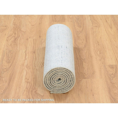 2'6"X10' Gray Wool And Plant Based Silk Hand Loomed Runner Rug