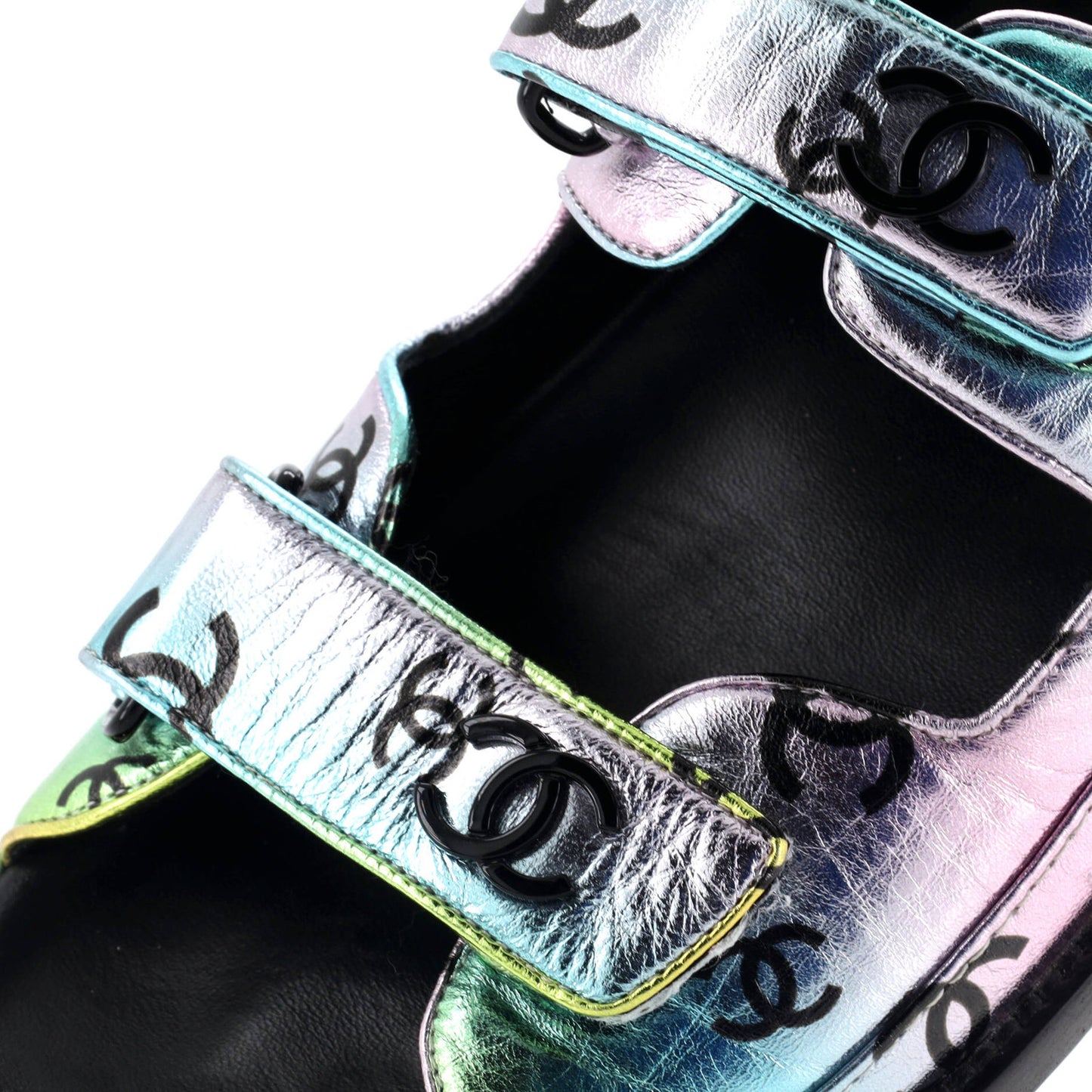 Chanel Women'S Dad Sandals Printed Laminated Leather