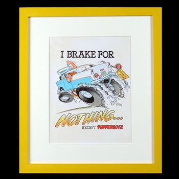 George Trosley Original Pen Drawing I Brake For Nothing Signed Usa Framed
