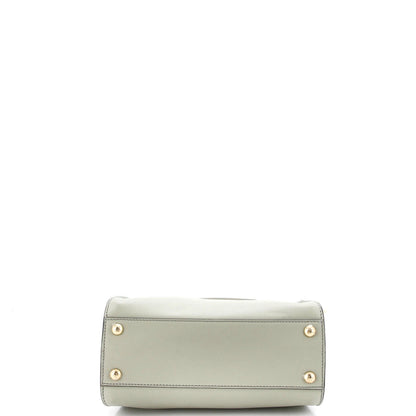 Fendi Peekaboo Iconic Bag Leather With Zucca Embroidered Canvas Interior Mini
