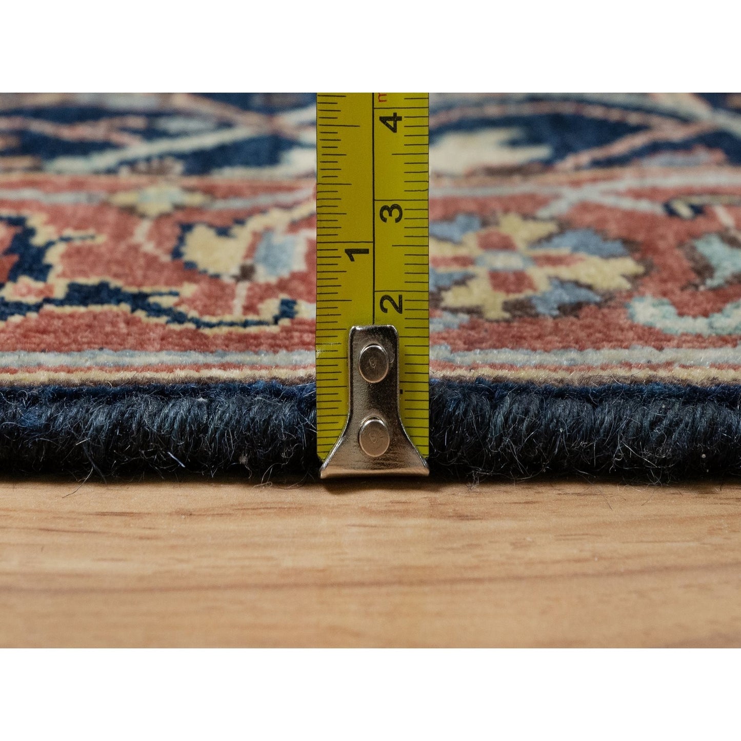 2'6"X8'1" Blue Organic Wool Antiqued Fine Heris Hand Knotted Runner Rug