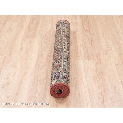 4'1"X6'2" Red Hand Knotted 250 Kpsi Herati Design Wool And Silk Rug