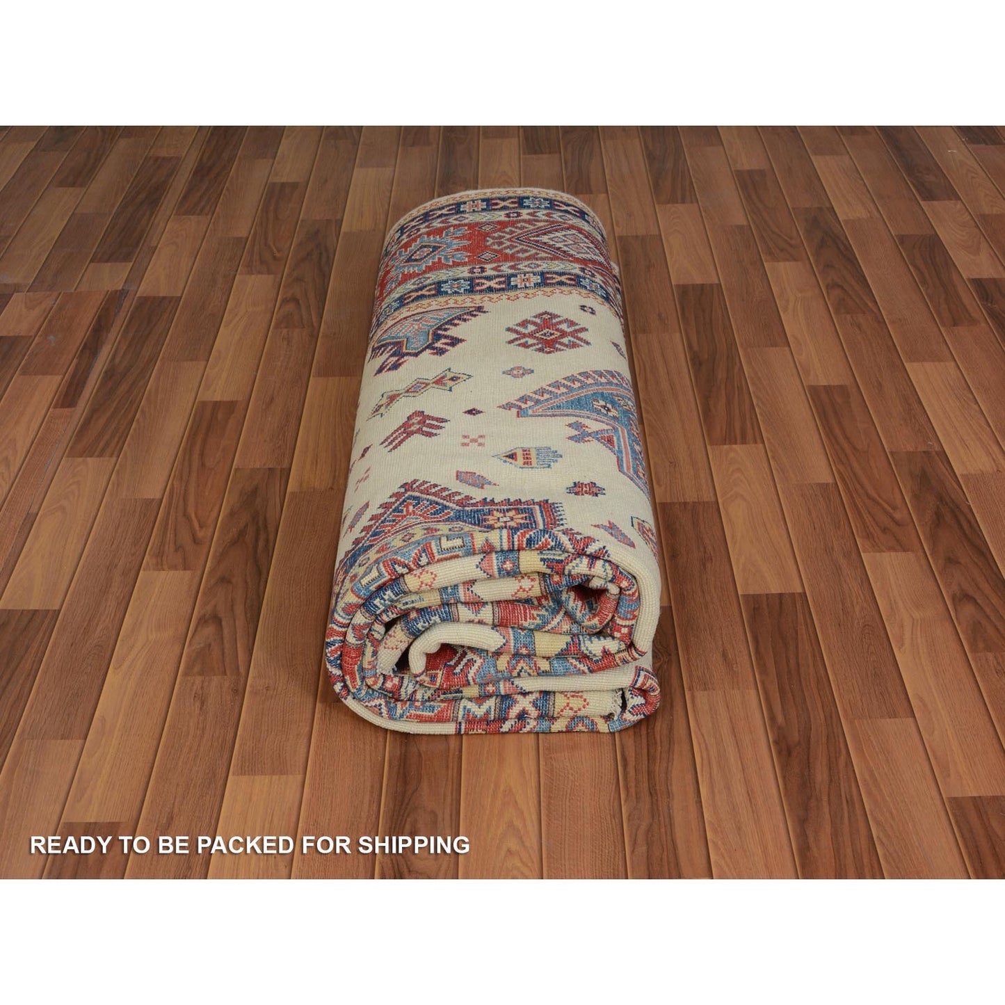 8'8"X12' Ivory Special Kazak Pure Wool Hand Knotted Oriental Rug