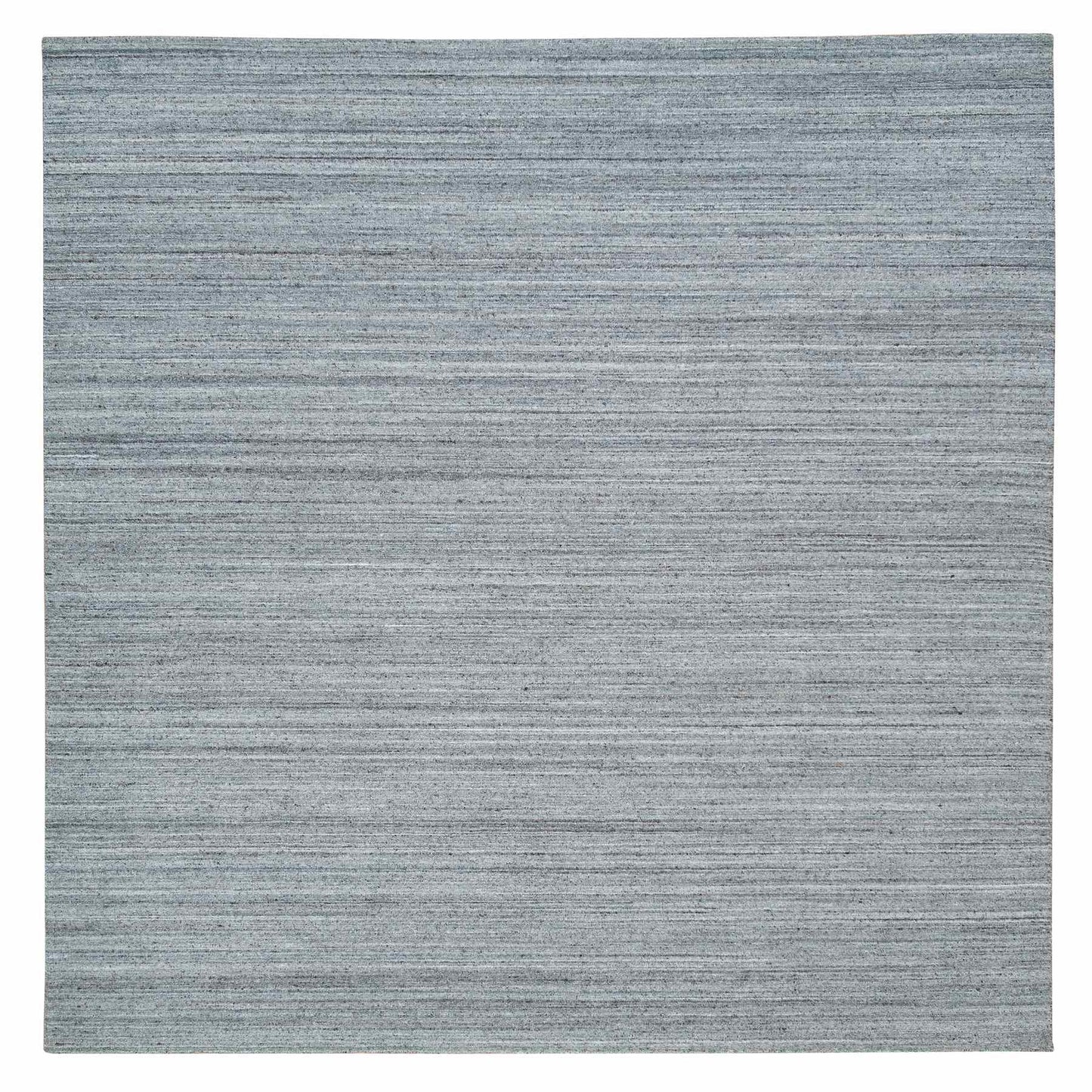 10'1"X10'1"Gray Wool Hand Loomed Modern Striae Design Square Oriental Rug