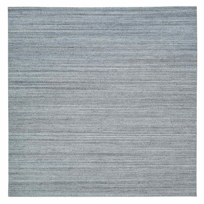 10'1"X10'1"Gray Wool Hand Loomed Modern Striae Design Square Oriental Rug