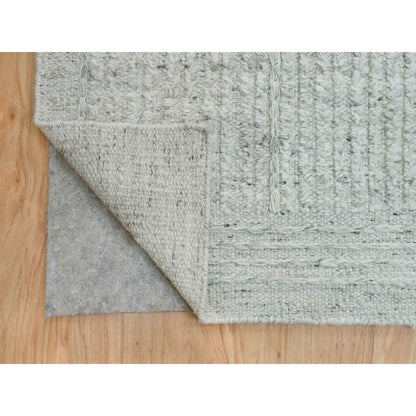 12'X14'10" Platinum Gray Cord Collection Wool Hand Woven Oversized Rug