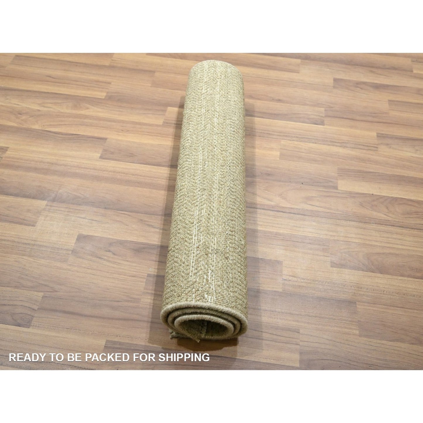 2'X3' Beige Modern Grass Design Hand Knotted Wool With Silk Sample Rug