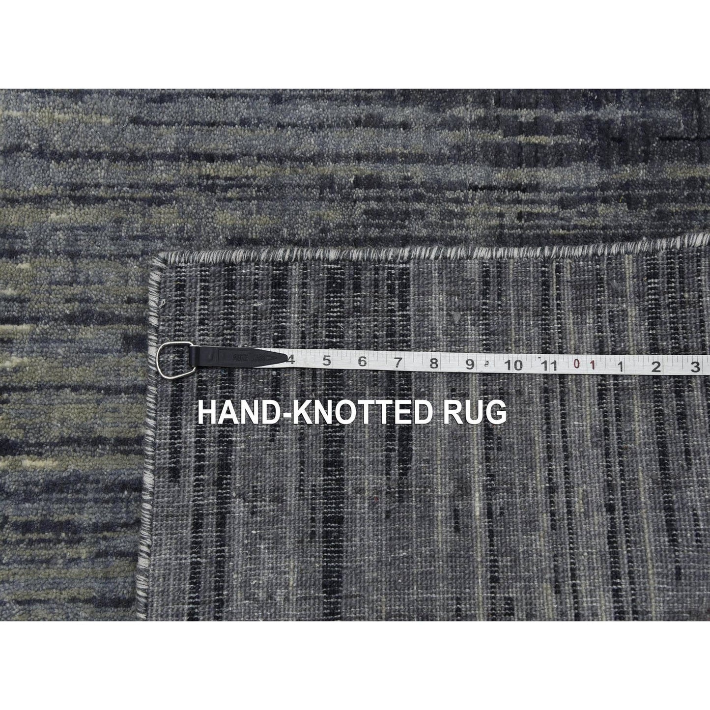 2'6"X10'2" Gray Wool Hand Knotted Modern Ombre Design Runner Rug