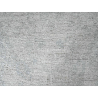 9'10"X13'9" Gray Afghan Angora Oushak Leaf Design Hand Knotted Wool Rug