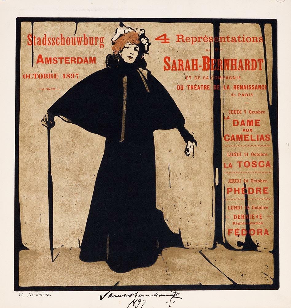 Sarah Bernhardt Beggarstaff Nicholson Stone Lithograph 1897 Important Poster