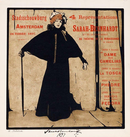 Sarah Bernhardt Beggarstaff Nicholson Stone Lithograph 1897 Important Poster