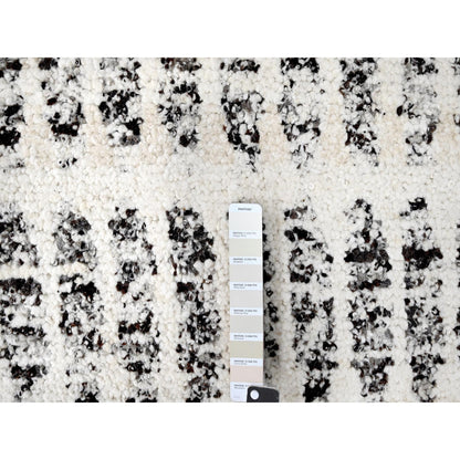 10'2"X13'9" Vivid White Modern Design Wool Hand Knotted Oriental Rug