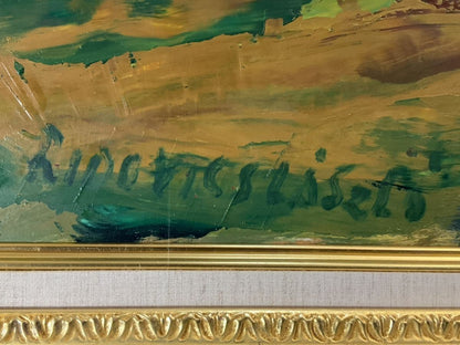 Laszlo Lidovitch The White Church Original Oil Painting Landscape Hungary