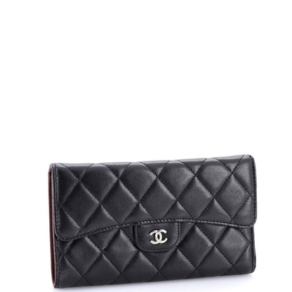 Chanel L-Flap Wallet Quilted Lambskin Long