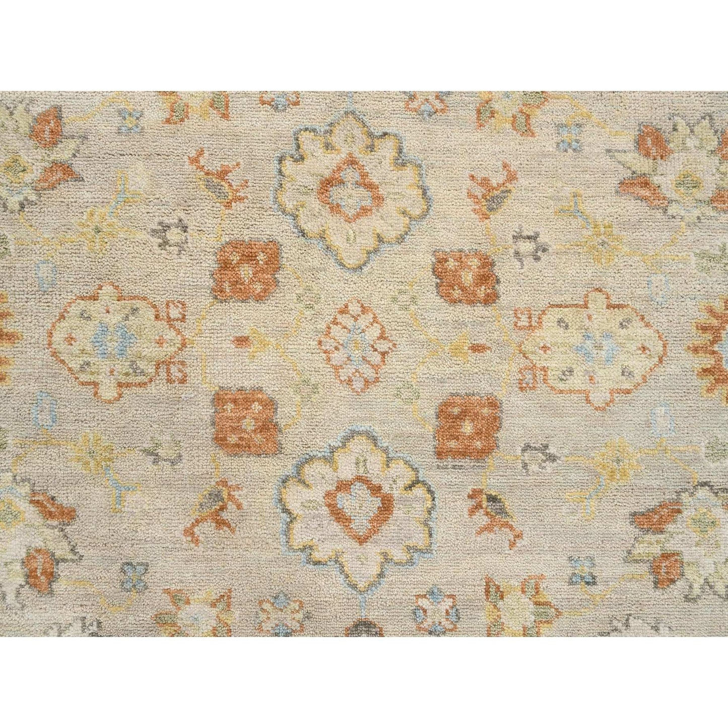 9'1"X11'9" Tan Color Oushak Design Pure Wool Hand Knotted Rug