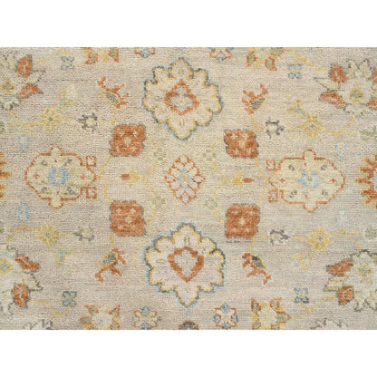 9'1"X11'9" Tan Color Oushak Design Pure Wool Hand Knotted Rug