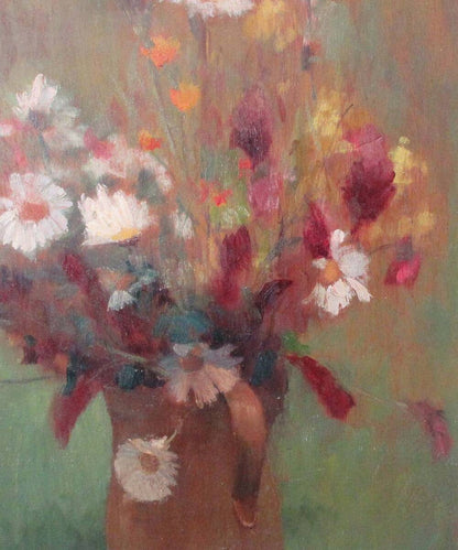 Yvette Dreanne Fleurs Original Oil Painting On Board Signed French Still Life