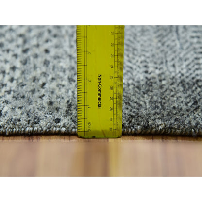 8'X8' Glacier Gray Modern Grass Hand Knotted Wool Square Oriental Rug