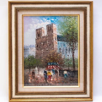 Caroline Burnett Original Oil Painting Paris Street Scene Notre-Dame Signed