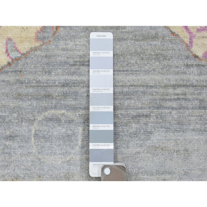 9'2"X11'9" Light Gray Soft Wool Hand Knotted Afghan Peshawar Rug