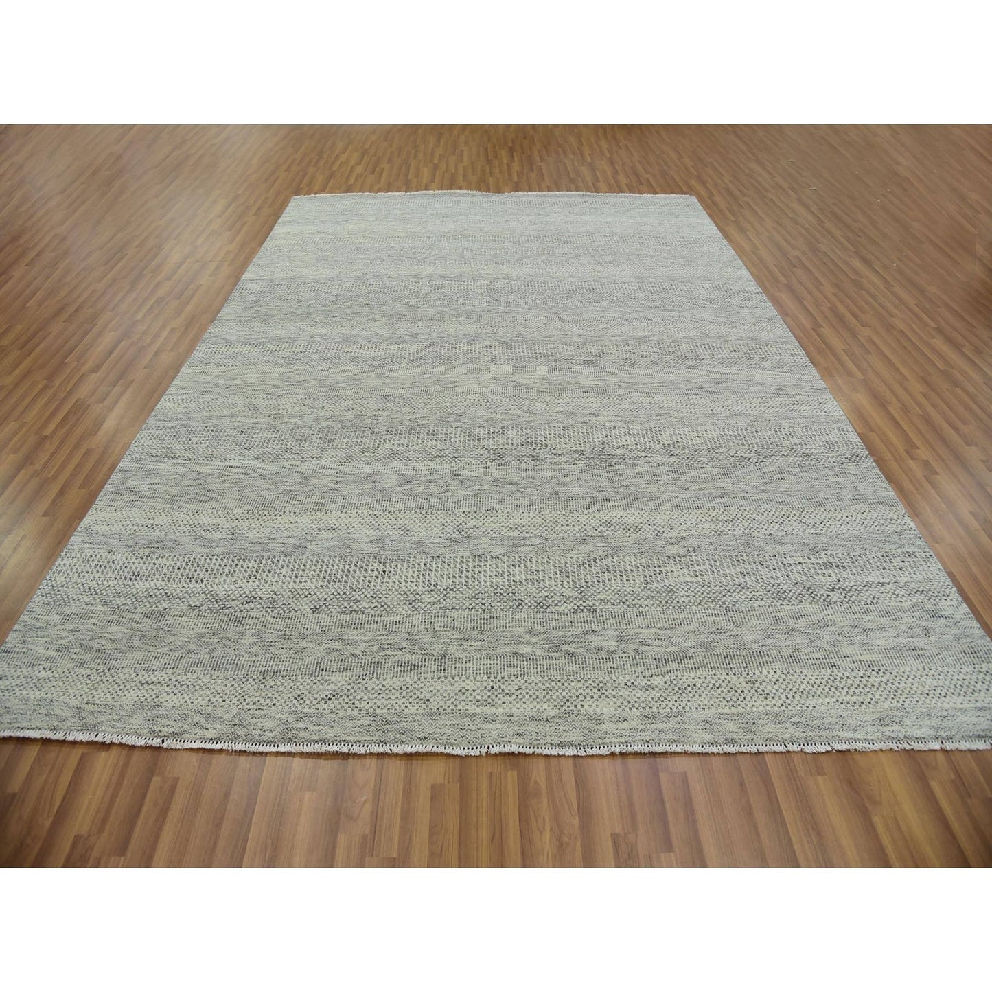 9'X12'4" Laid Back Gray Grass Undyed Wool Hand Knotted Oriental Rug