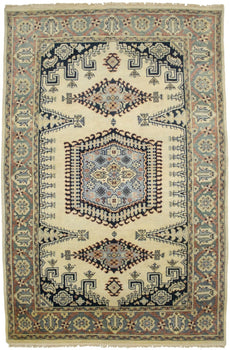 Handmade Indo-Viss Oriental Rug Cream Tribal
