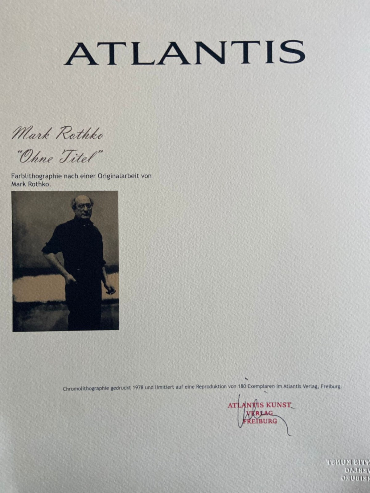 Mark Rothko Lithograph Coa Signed Op And Numbered